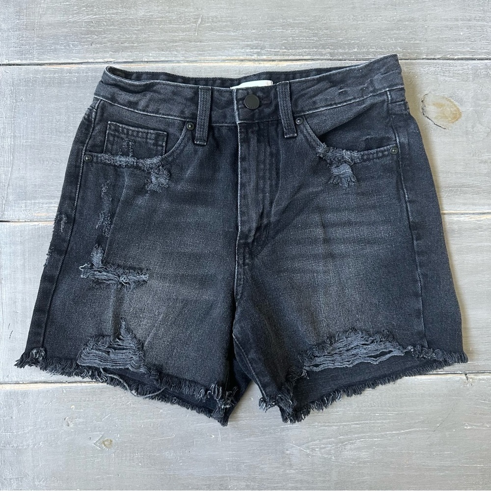 Just Black Denim Distressed Jean Shorts High Rise Vintage Inspired